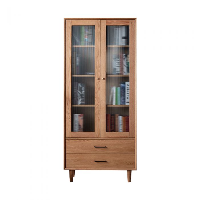 Guri Solid Oak Glass Bookshelf