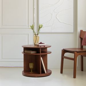 Verso Walnut Turning Side Table