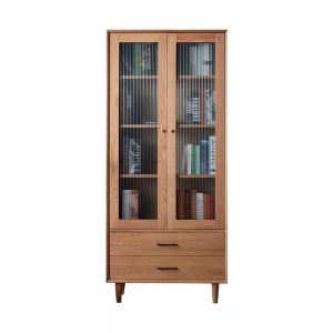 Guri Solid Oak Glass Bookshelf